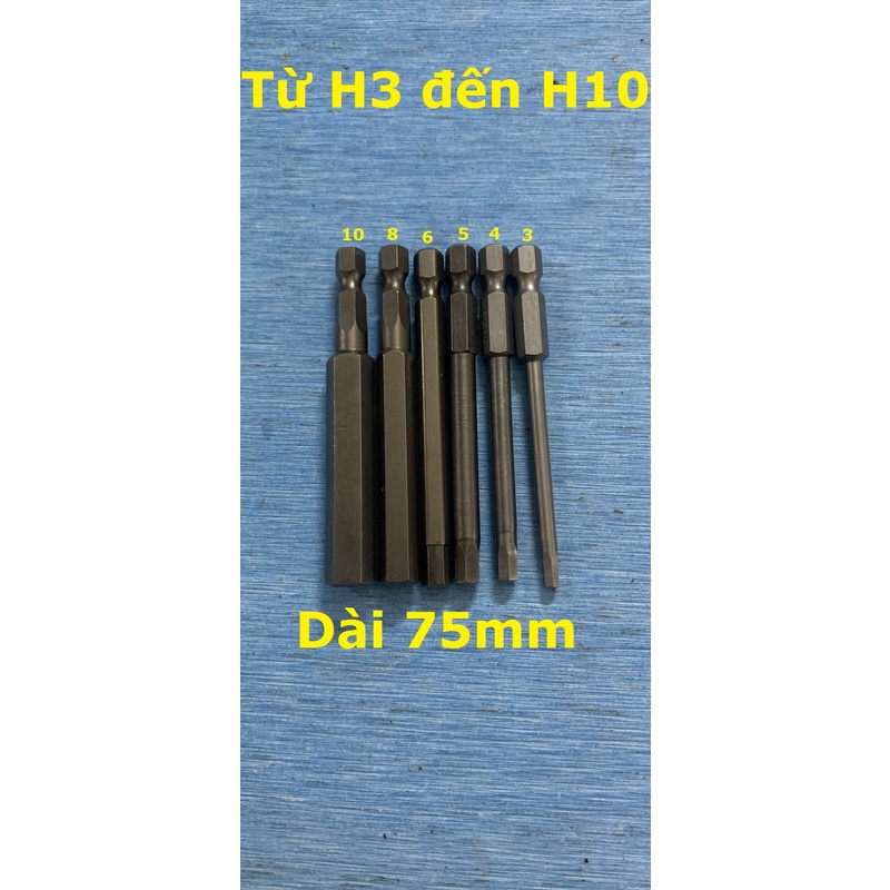 Bộ lục giác cho khoan dài từ 75mm đến 200mm nhiều kích thước mũi - Mũi mở ốc lục giác cho khoan