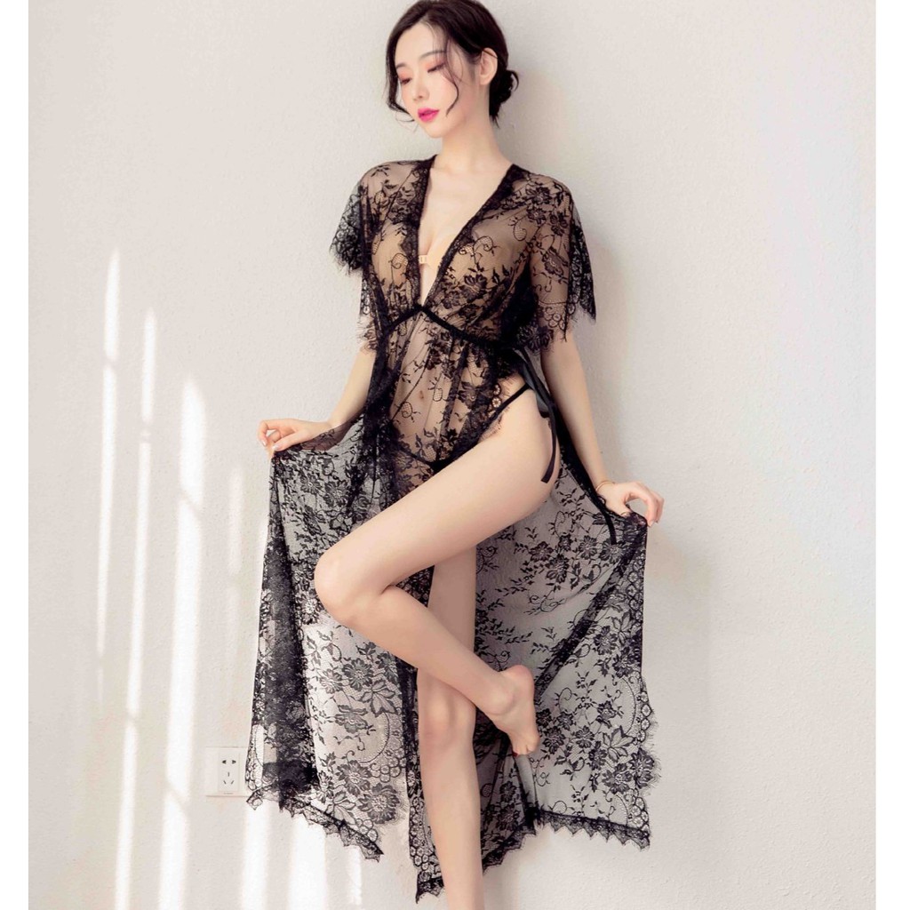 Đầm ngủ ren xuyên thấu Nữ bá tước xẻ tà siêu gợi cảm L370 | BigBuy360 - bigbuy360.vn