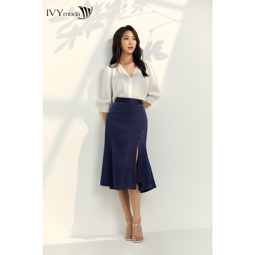 Chân váy xòe phối nút IVY moda MS 31M6556