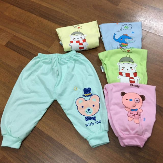 Quần dài cotton bo gấu loại mềm/chất đẹp cho bé 3-10kg