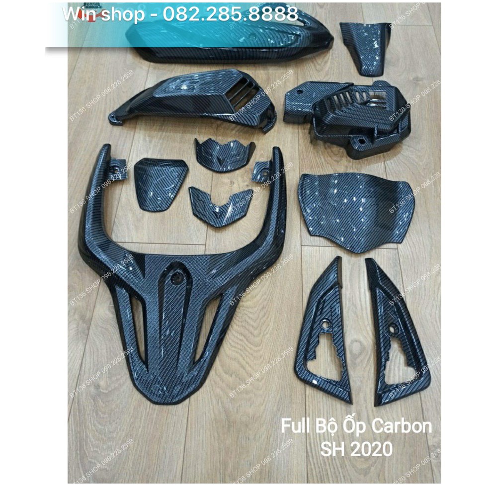 Ốp phụ kiện xe máy SH 2020 - Cacbon (full bộ - có bán lẻ) - Ốp bô/bầu gió/quạt gió/tay xách/thảm để chân....