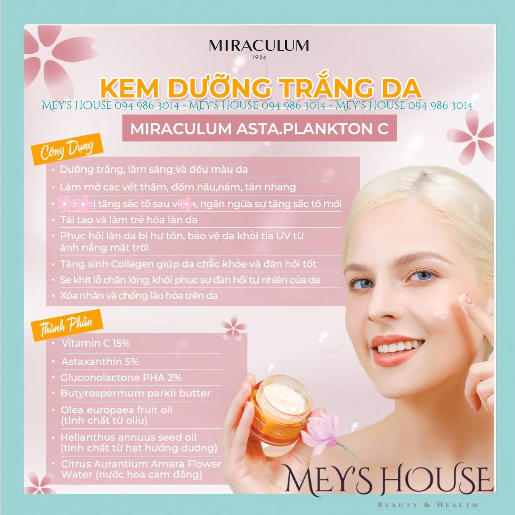 Kem Dưỡng Trắng Da MIRACULUM Asta.Plankton C - Day & Night Cream