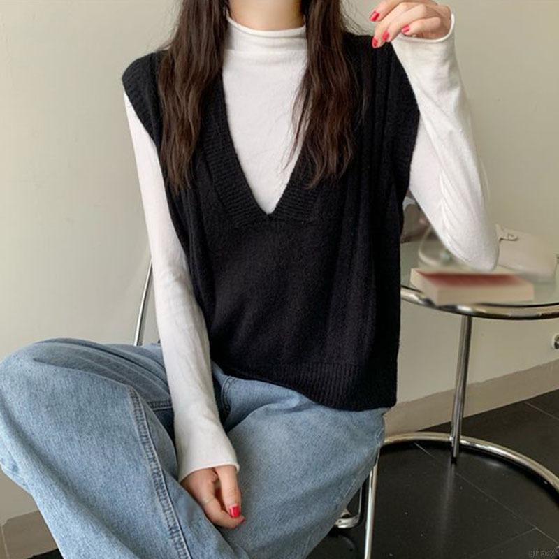 Áo len sát nách màu trơn trẻ trung phong cách cổ điển thời trang Hàn Quốc | BigBuy360 - bigbuy360.vn