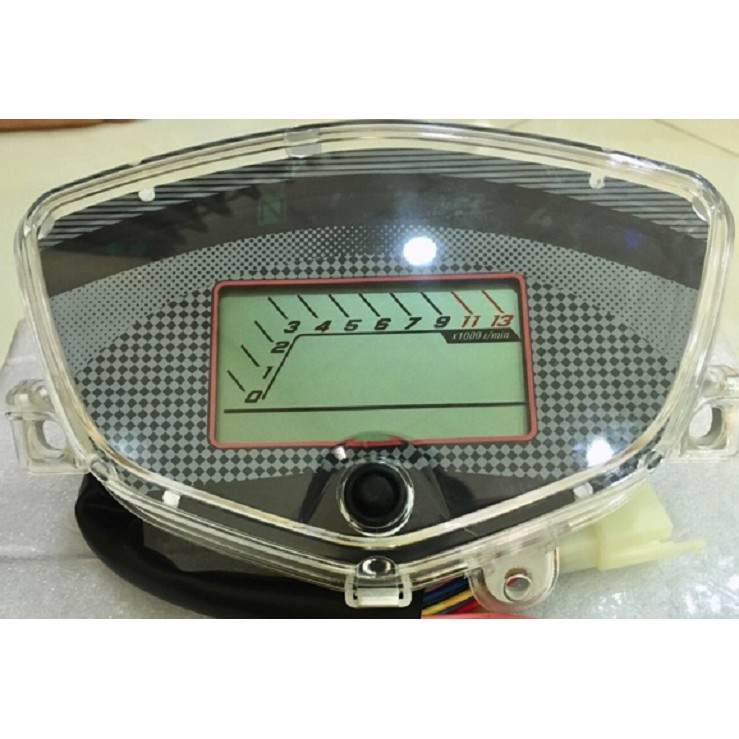 Đồng hồ xe máy điện tử LCD Ex 2010 , Sirius nền đen Vindecal BD