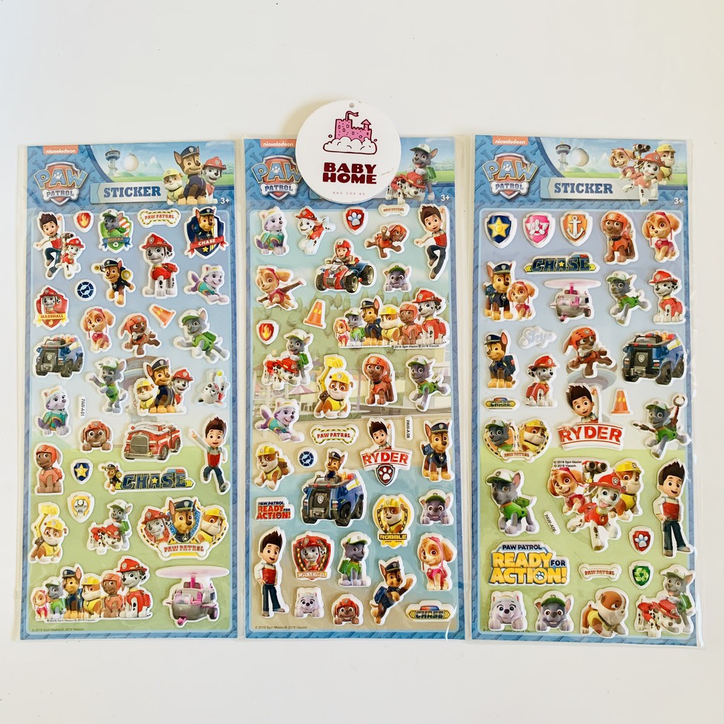 Sticker 3D Biệt đội Chó Cứu Hộ hình dán trang trí nổi cho bé