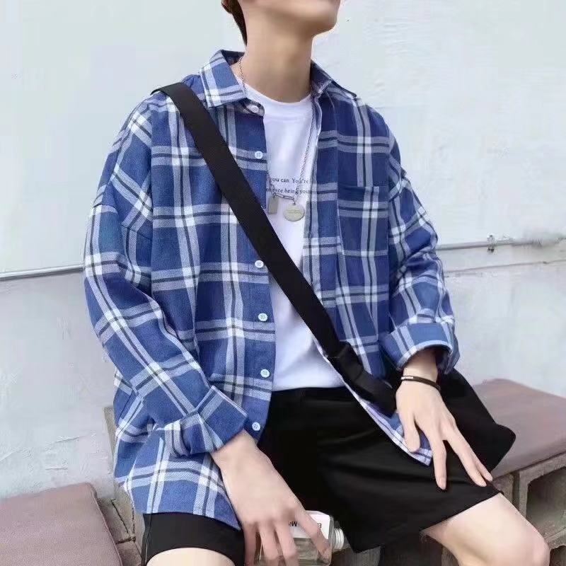 Áo Sơ Mi Ca Rô Dài Tay Dáng Rộng Cá Tính Theo Phong Cách Hàn Quốc / Size S-3Xl | BigBuy360 - bigbuy360.vn