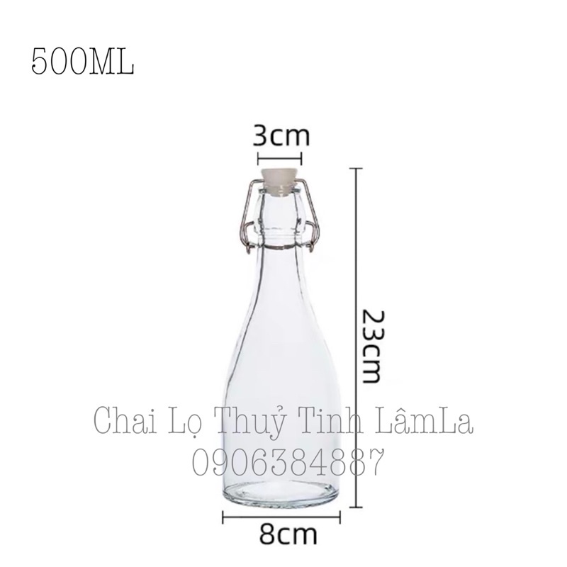 Chai Thuỷ Tinh Béo Gọng Sắt Nắp Cài 500ML 1000ML