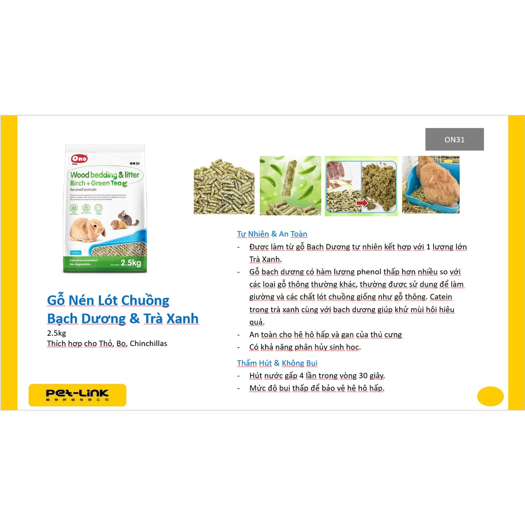 gỗ nén ONO 2,5kg cho thỏ, bọ , hamster, sóc, nhím