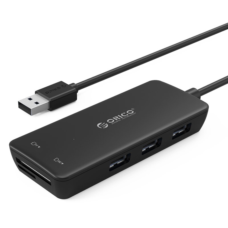Bộ chia USB Orico H3TS-U2 HUB 3 cổng USB 2.0 tích hợp đầu đọc thẻ nhớ TF/SD