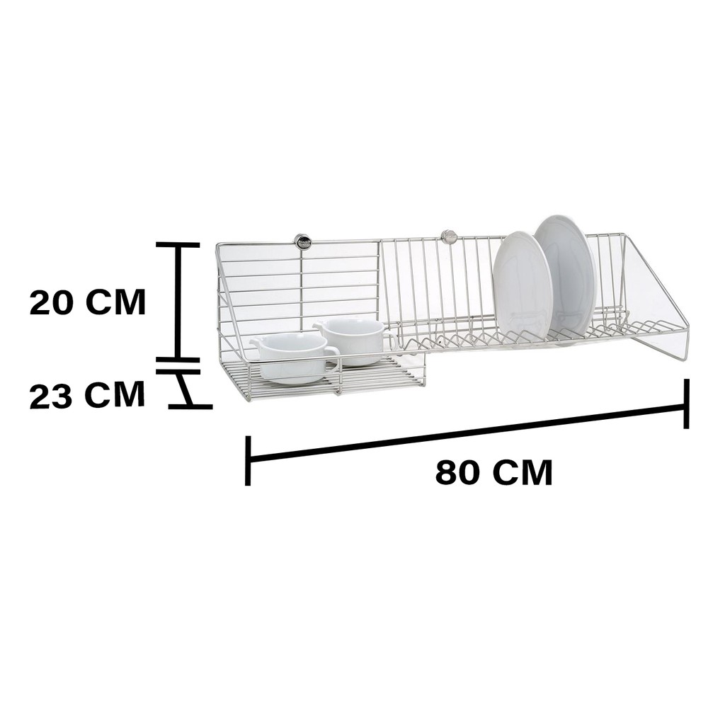 HomeBase KECH Kệ Inox đựng đồ chén đĩa nhà bếp treo tường Thái Lan W80xD23xH20 Cm