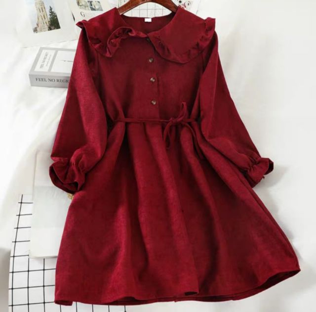 [E'mer Order 💎] V23 Váy Babydoll Cổ Bèo Thời Trang Eo Thắt Nơ Bánh Bèo | BigBuy360 - bigbuy360.vn