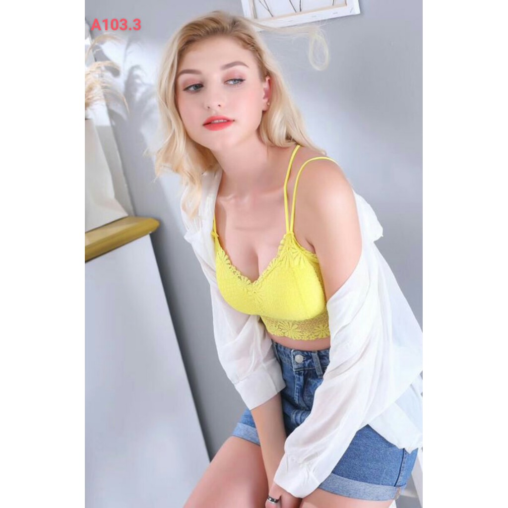 ❤️ LOẠI 1 - BAO CHẤT ❤️ Áo LÓT Bra ren cổ yếm 2 lớp có mút ngực KIỂU Hoa Siêu Đẹp SL