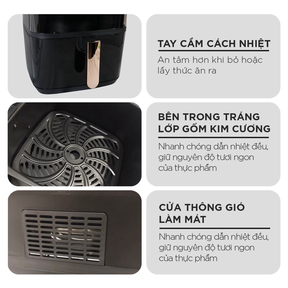 Nồi Chiên Không Dầu NINESHIELD 10L  Công Nghệ Làm nóng Rapid Air, Dạng Cơ - Công Suất 1500W