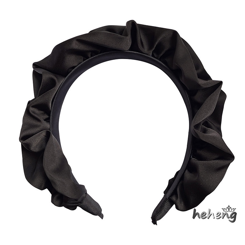 Senior Băng Đô Cài Tóc Xếp Ly Đơn Giản Màu Đen Phong Cách Hàn Quốc Cổ Điển Pháp Cho Nữ