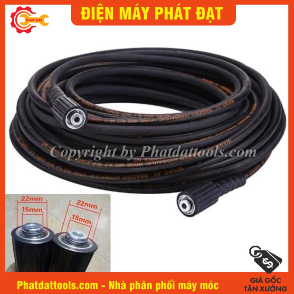 Dây rửa xe cao áp 20m đen ren 22X22