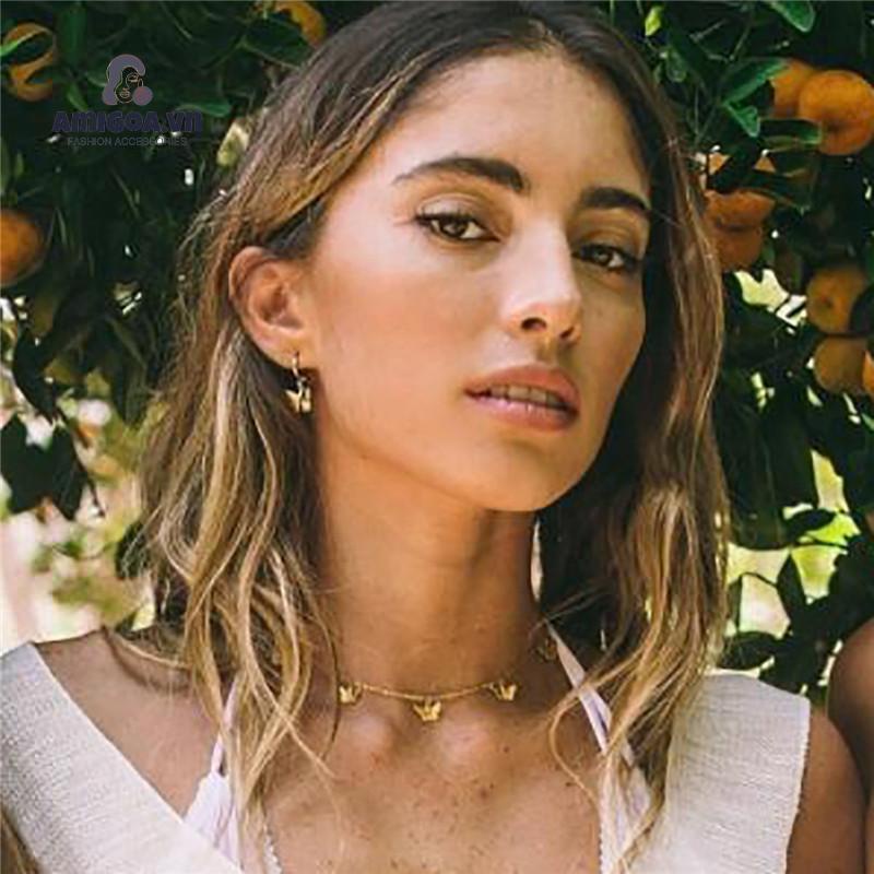 Vòng cổ Kim Loại Mặt Hình Bướm Tua Rua Đơn Giản Cho Nữ