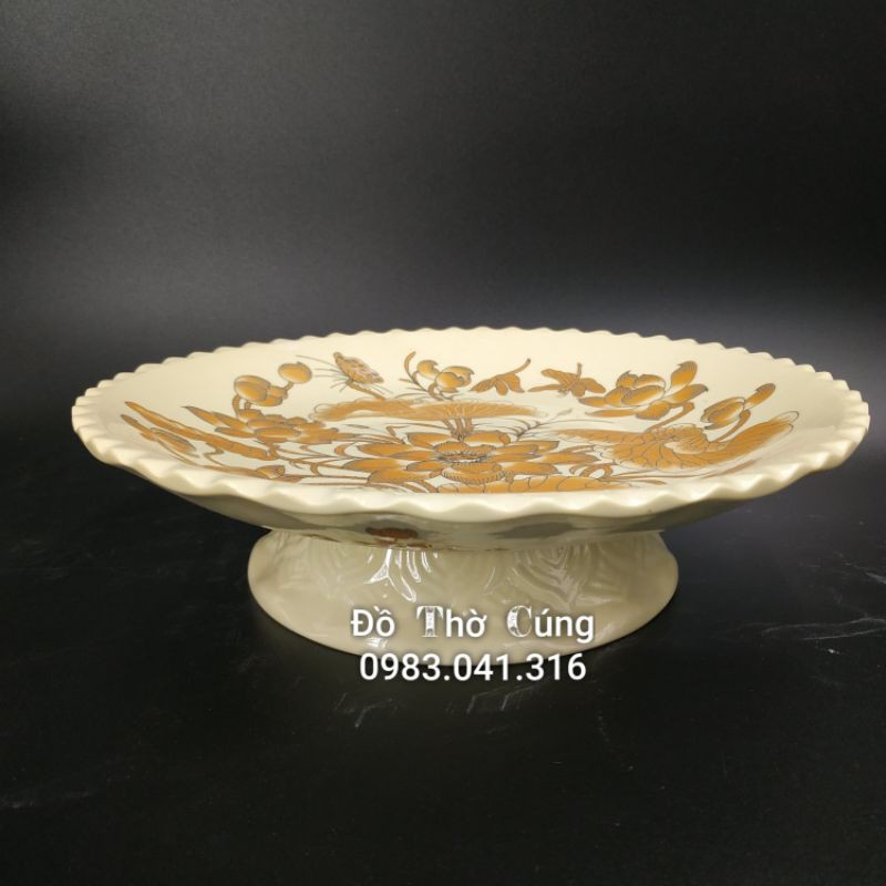Mâm ngủ quả màu vàng kim Phúc Lộc Thọ/ mâm bồng màu vàng/ đĩa vàng có chân
