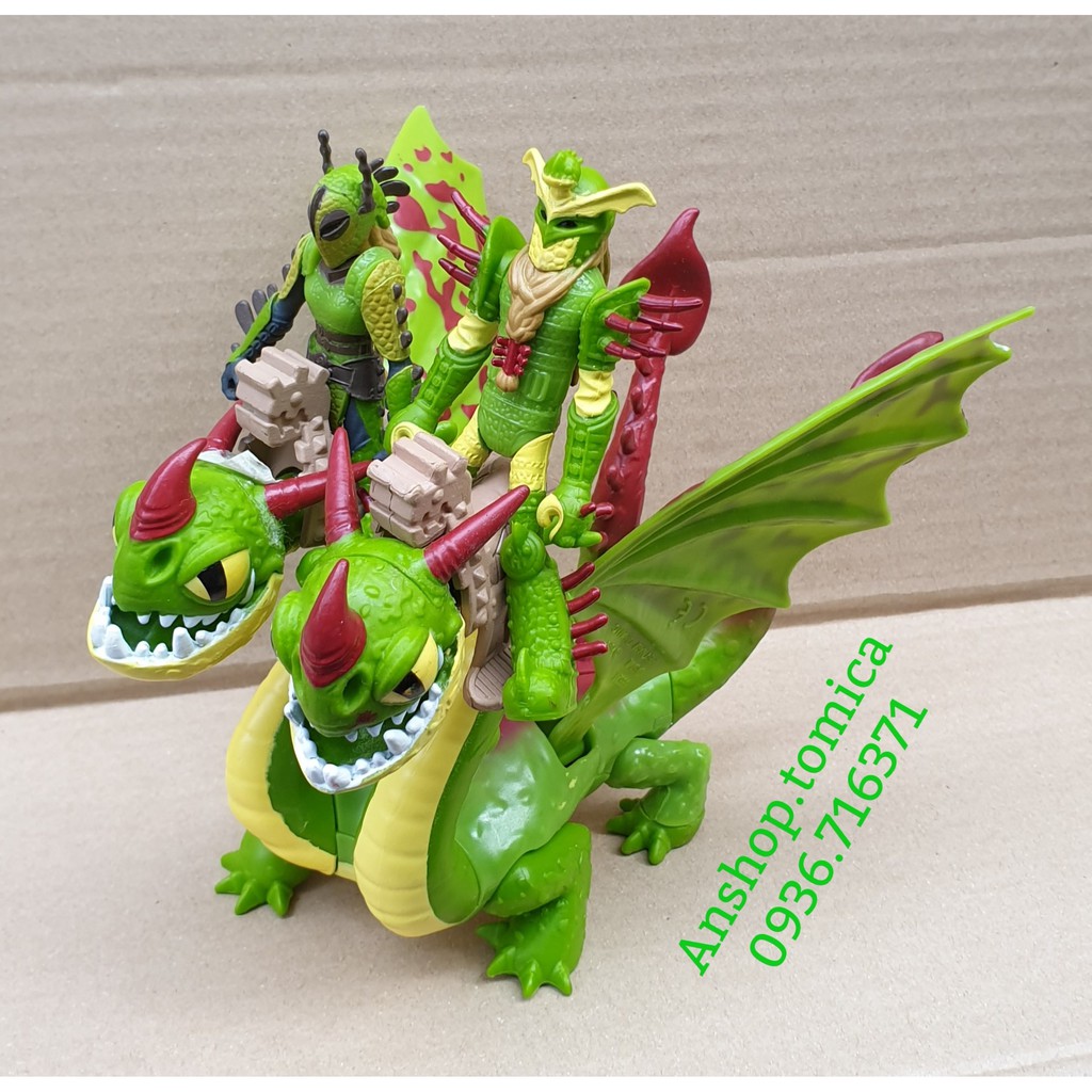 Mô hình nhân vật Rồng 2 đầu màu xanh lá kèm nhân vật trong phim "Bí Kíp Luyện Rồng"