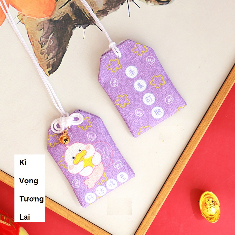 Túi Phước May Mắn Omamori Bọc Vỏ Silicon tặng Đá Ngũ Sắc Mẫu Vịt  2022