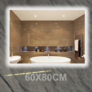 Gương Lavabo Nhà Tắm tích hợp Đèn LED, Nút cảm ứng bật tắt thông minh. Chữ nhật 60*80cm