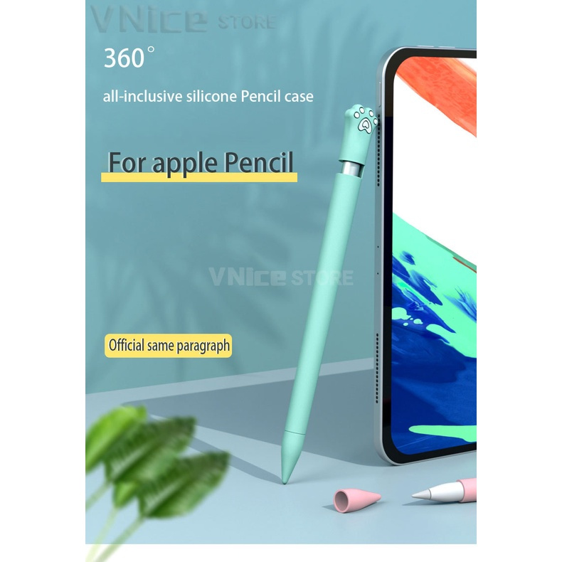Vỏ silicon bọc bút dành cho Apple Pencil 2 1 Case Cute cat paw Color Silicone Cover