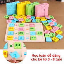 Đồ chơi Bộ học Toán kiêm chơi Domino 110 chi tiết gỗ thông