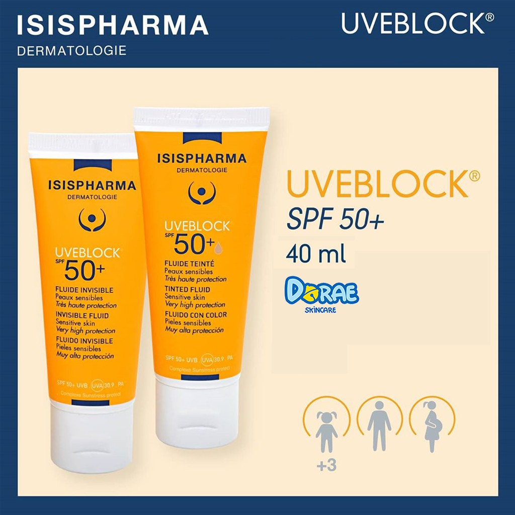 ✅ Kem chống nắng dành cho da nhạy cảm ISIS Pharma Uveblock Spf50+ Fluid