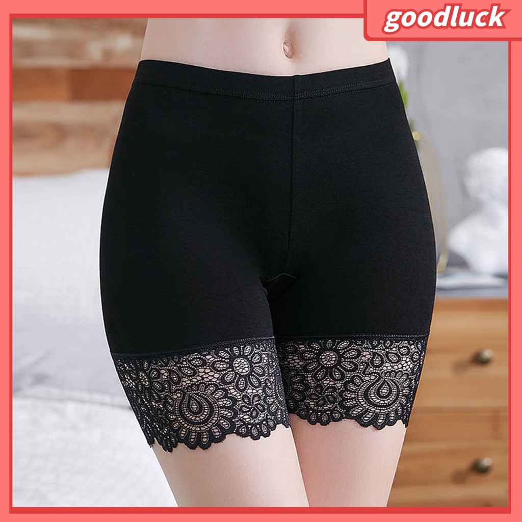 |Golck| Quần Bảo Hộ An Toàn Họa Tiết Hoa Phối Ren Lỗ Plus Size