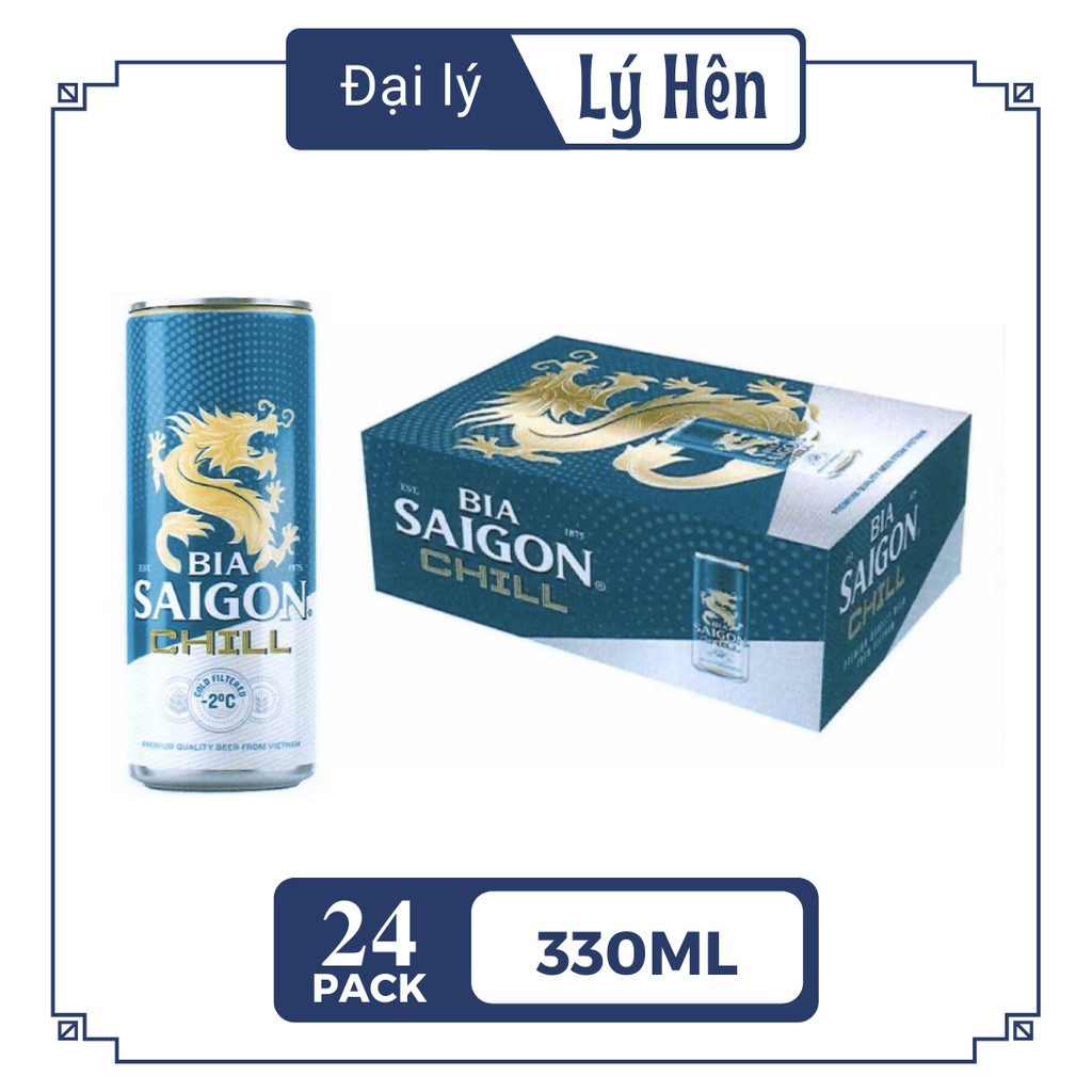 Thùng 24 Lon Cao Bia Sài Gòn Saigon Chill Bao Bì Xuân 330ml/Lon Date Luôn Mới