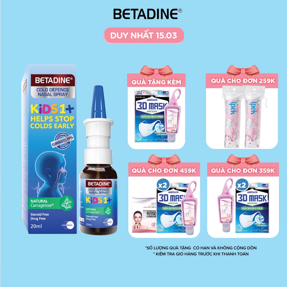 Xịt mũi cho bé Betadine Kids Cold Defence Nasal Spray 20ml
