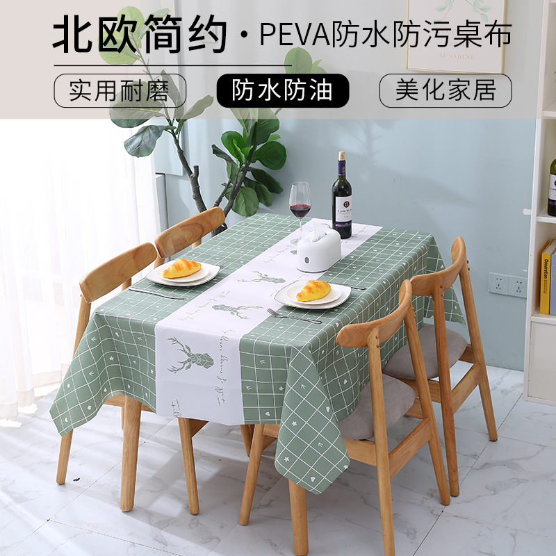 Khăn Trải Bàn Peva Chống Nước Chống Dầu Phong Cách Bắc Âu