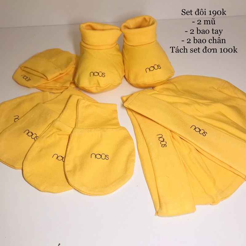 Set phụ kiện sơ sinh Nous. Bao tay, chân, mũ
