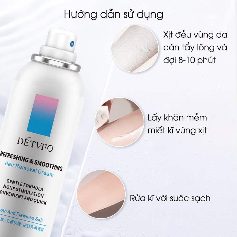 quát tẩy lông chân nam nữ nách, râu ria 150ml dạng chai xịt bọt dung tích lành tính không gây đau rát