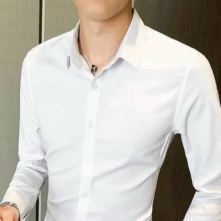 Áo sơ mi nam màu trắng trơn tay dài cổ bẻ cài nút , áo sơ mi công sở form đẹp y hình T-FASHION 24H S001