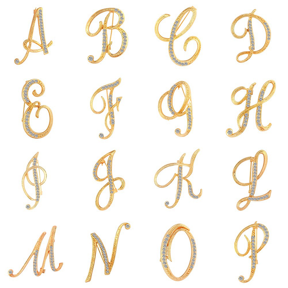 Trâm cài thiết kế hình chữ cái đính đá sang trọng