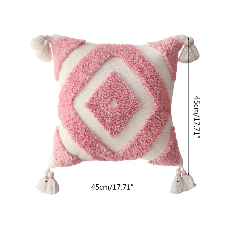 Xiangbao Vỏ Gối Ném Tua Rua Họa Tiết Kim Cương Hình Thoi Tối Giản Phong Cách Ma Rốc Bắc Âu