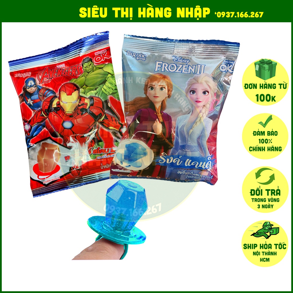 Kẹo nhẫn kim cương công chúa Elsa &amp; siêu anh hùng Avengers Thái Lan cho bé gái &amp; bé trai