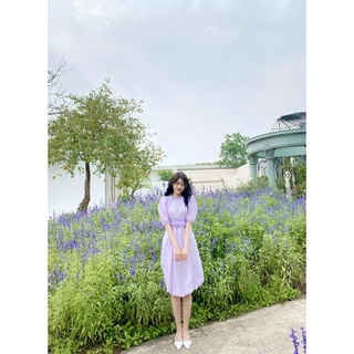 Váy Lilac tay bồng nữ || Váy tơ voan 2 lớp cho nữ điệu đà