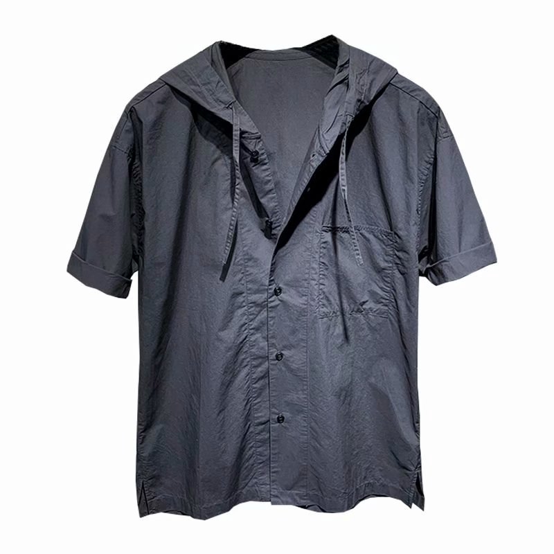 Men's Short Sleeve Shirt With Cap Korean Fashion