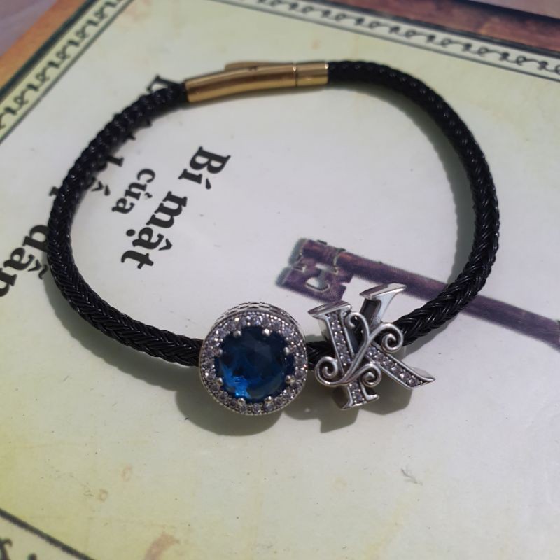 Charm bạc 925 cẩn hạt pha lê màu 12 x 8 mm