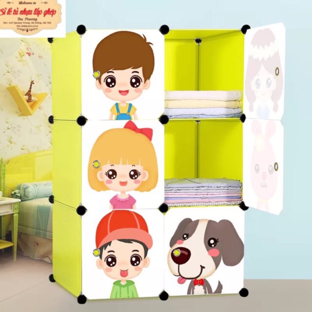 Tủ nhựa ghép đa năng 6 ô sâu 47cm( hồng phấn cửa công chúa tuần lộc). Tặng kèm móc treo. Bh 1 năm. Hàng chuẩn- giá tốt