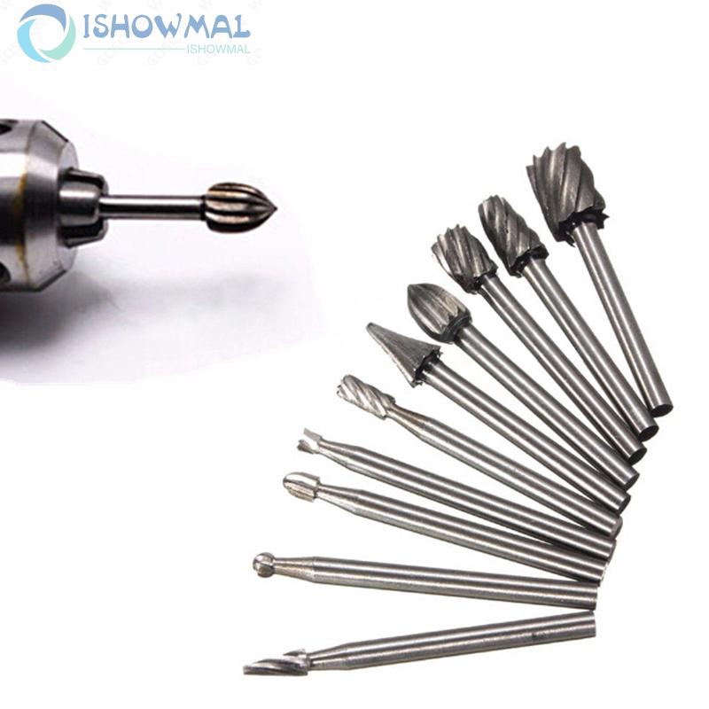 Set 10 mũi mài gỗ tốc độ cao 1/8'' đa năng