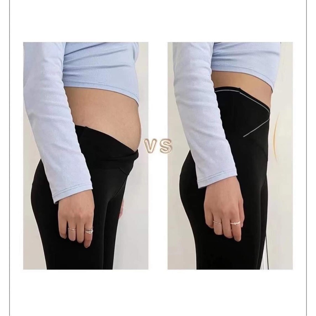 Quần Legging Nữ Cạp Chéo Viền - Skinny thun body co giãn dáng ôm màu đen thiết kế basic HOT