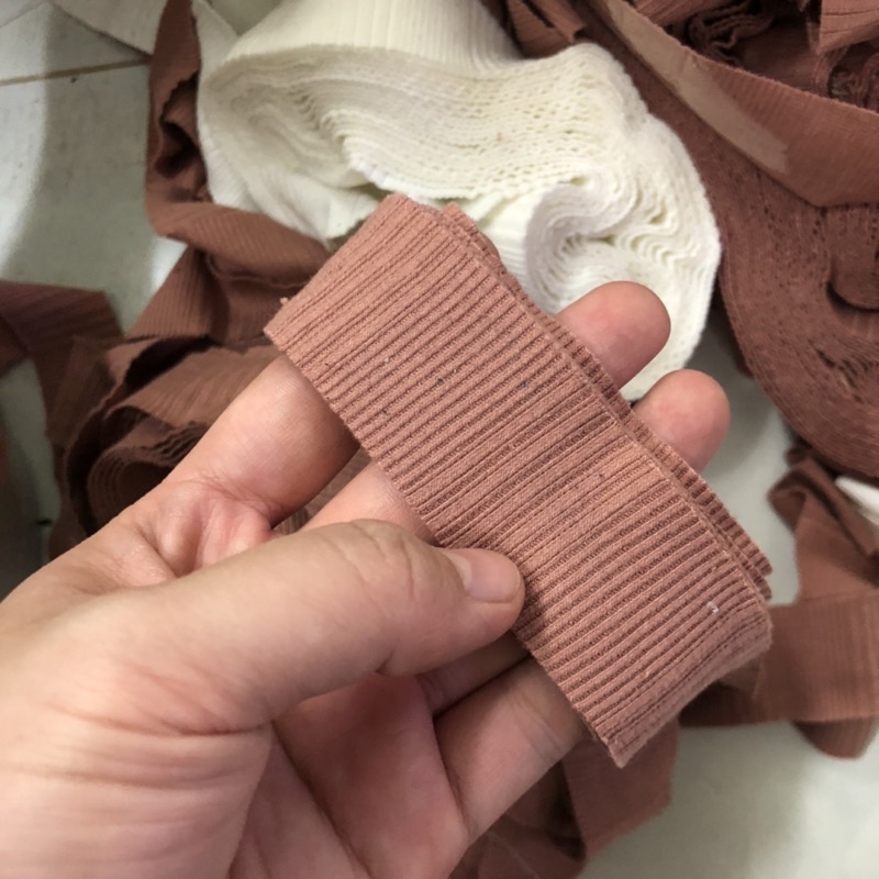 Cuộn Vải Nẹp Viền Hồng / Trắng / Đen Chất Liệu Thun Cotton Rib Hàng Công Ty