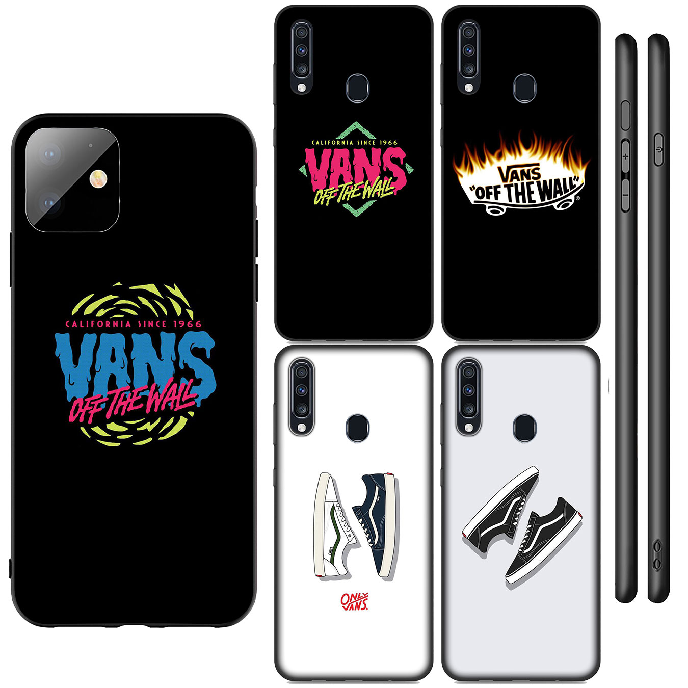 Samsung Galaxy A9 A8 A7 A6 Plus J8 2018 + A21S A70 M20 A6+ A8+ 6Plus Casing Soft Silicone white Black Vans Phone Case