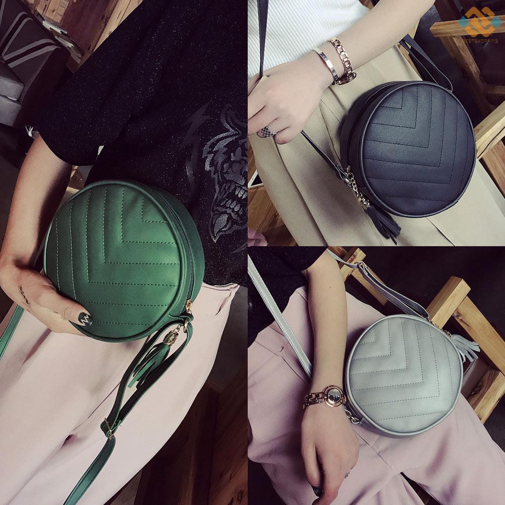 [BEST]Women Quilted Crossbody Bag Tassel PU Leather Shoulder Messenger Bag Tote Handbag Black/Green/Grey