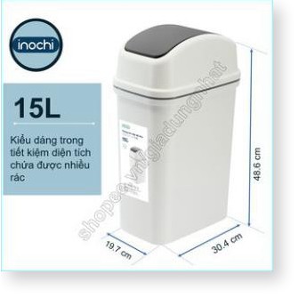 Thùng Rác Nhựa Nắp Lật Inochi 15 Lít Rất Đẹp Làm Sọt Rác Văn Phòng, Khách Sạn, Đựng Rác Gia Đình, Để Bàn Trong Nhà