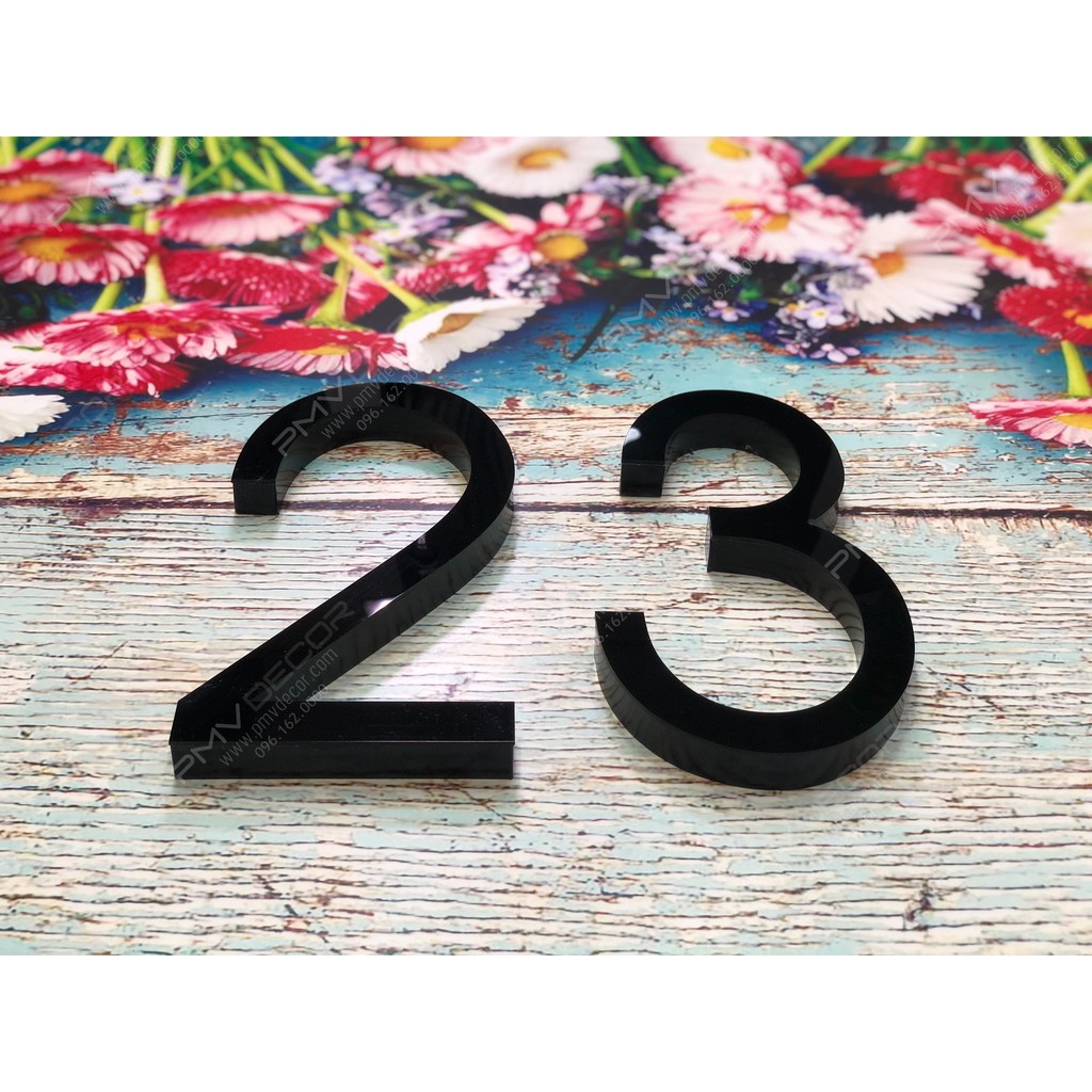 SỐ NỔI THEO YÊU CẦU. KT: 15*30cm, Mặt mica, chân xốp đen cao 2cm, màu theo yêu cầu. SN-PMV112