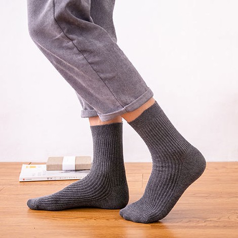 Tất Cổ Cao Nam chất liệu cotton cao cấp, Vớ Cổ Cao mẫu sọc gân FIVE-MARK