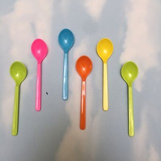Muỗng nhựa ăn cơm bột dày thìa xúc cháo cho bé nhiều màu 14cm - 19cm- Plastic Spoon